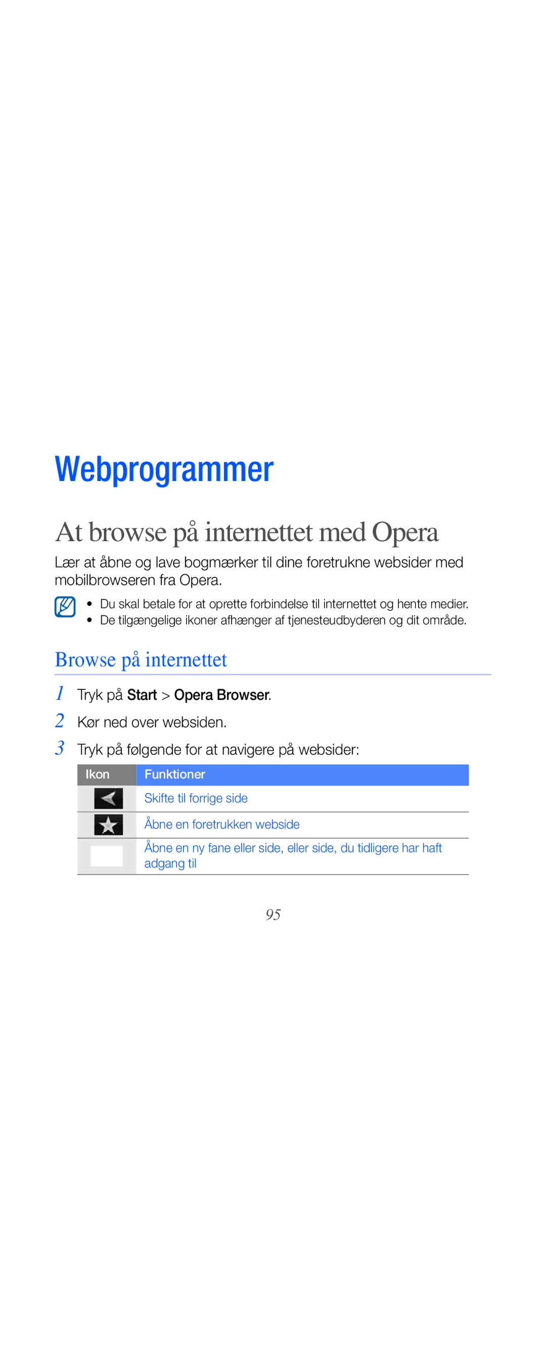 Samsung GT-B7610OKMXEE, GT-B7610OKAXEE manual At browse på internettet med Opera, Browse på internettet 