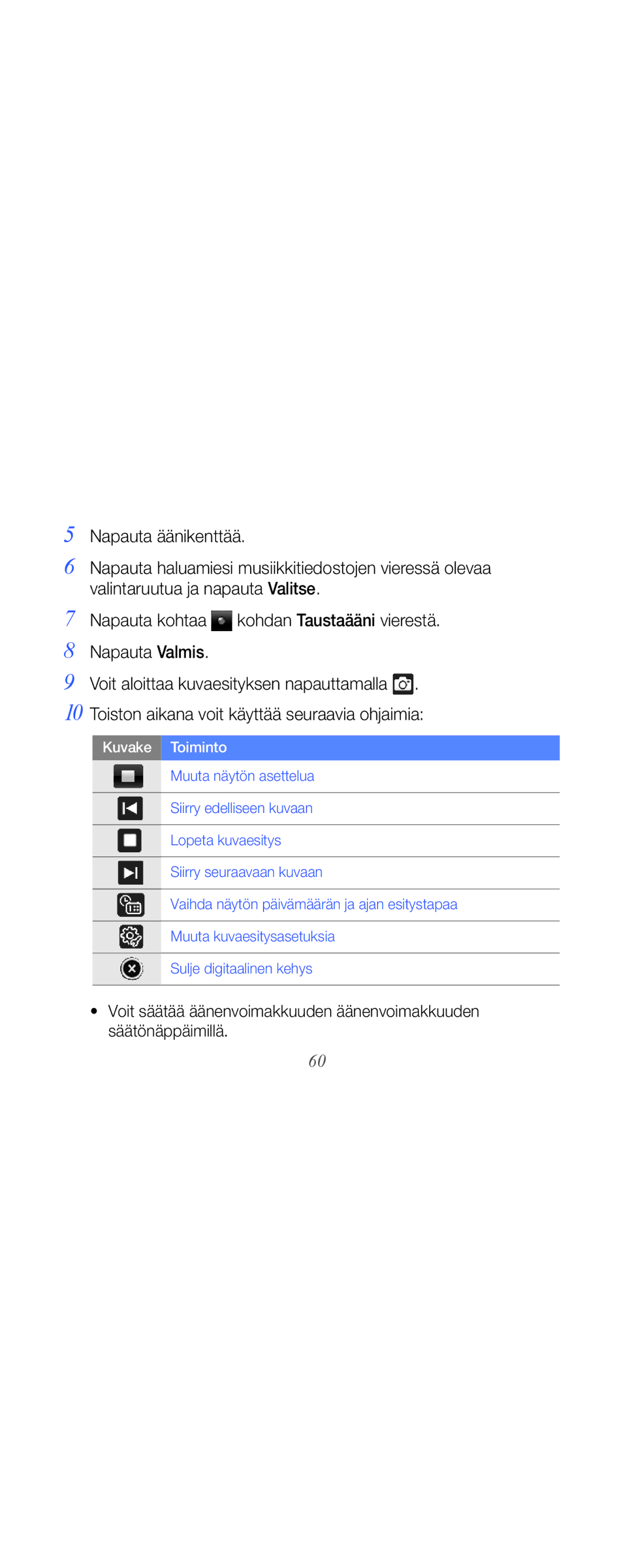 Samsung GT-B7610OKAXEE, GT-B7610OKMXEE manual Kuvake Toiminto 