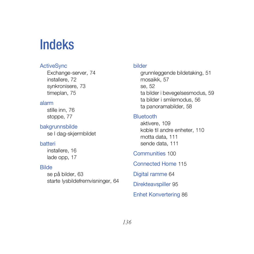 Samsung GT-B7610OKAXEE, GT-B7610OKMXEE manual 136 