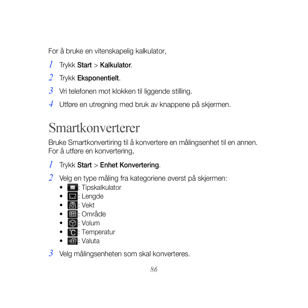 Samsung GT-B7610OKAXEE, GT-B7610OKMXEE manual Smartkonverterer 