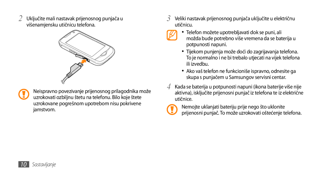 Samsung GT-B7722QKATWO, GT-B7722QKATRA manual Sastavljanje 