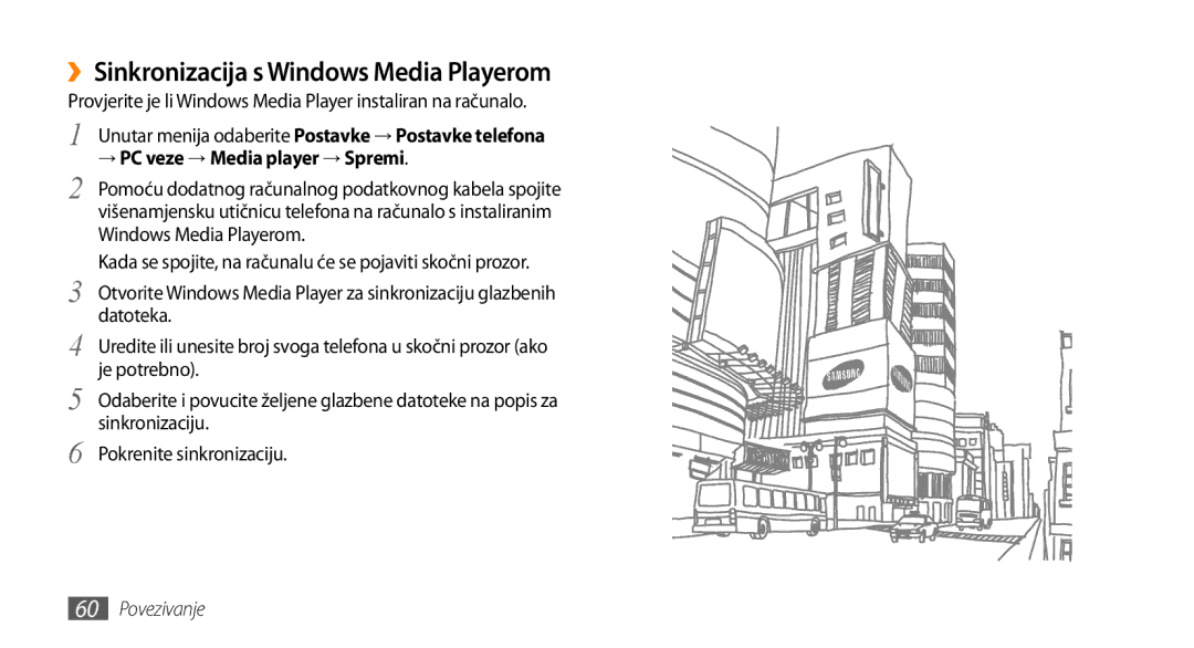 Samsung GT-B7722QKATWO, GT-B7722QKATRA manual ››Sinkronizacija s Windows Media Playerom 