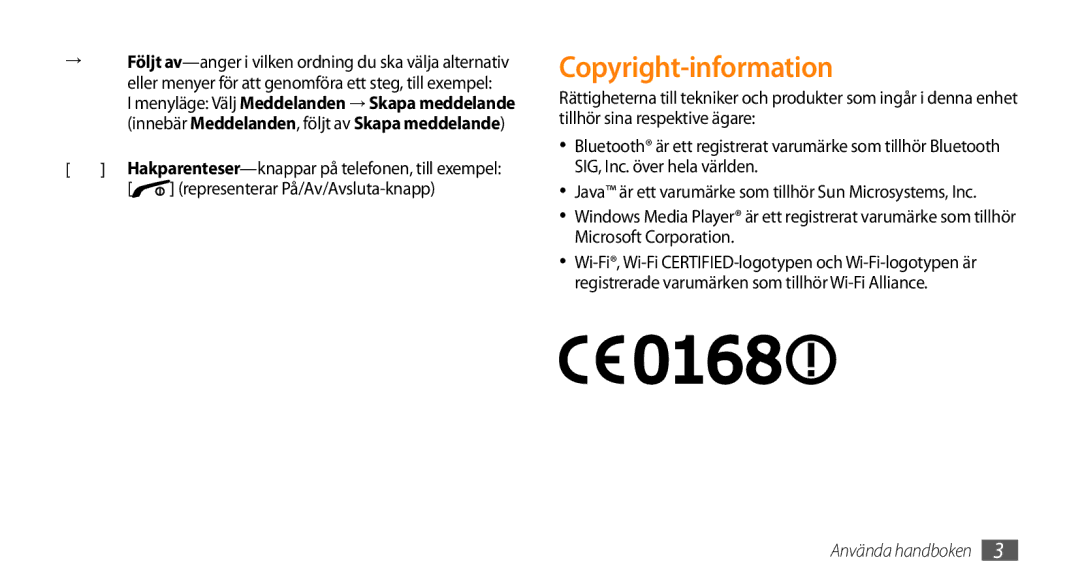 Samsung GT-B7722QKANEE, GT-B7722QKAXEE manual Copyright-information 