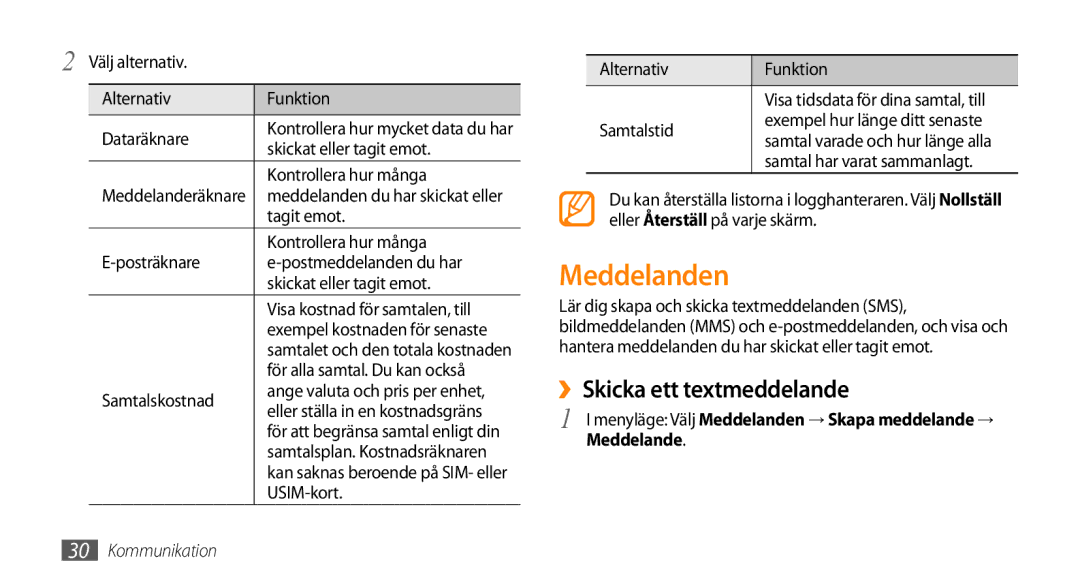 Samsung GT-B7722QKAXEE, GT-B7722QKANEE manual Meddelanden, ››Skicka ett textmeddelande 