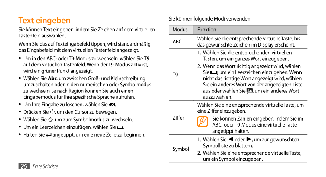 Samsung GT-B7722QKIDBT, GT-B7722QKIATO manual Text eingeben 