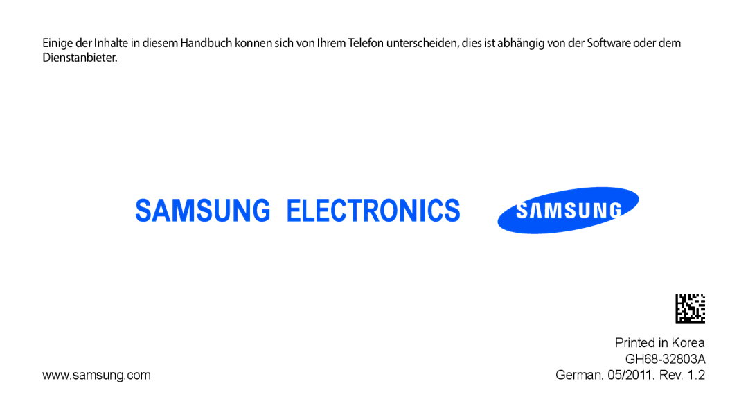 Samsung GT-B7722QKIDBT, GT-B7722QKIATO manual German /2011. Rev 