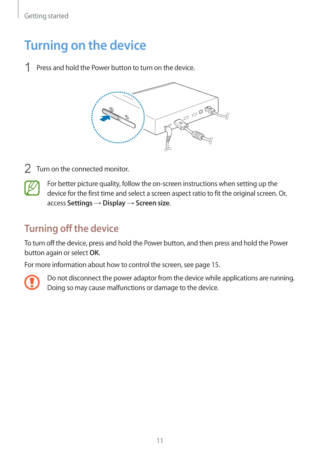 Samsung GT-B9150 user manual Turning on the device, Turning off the device 