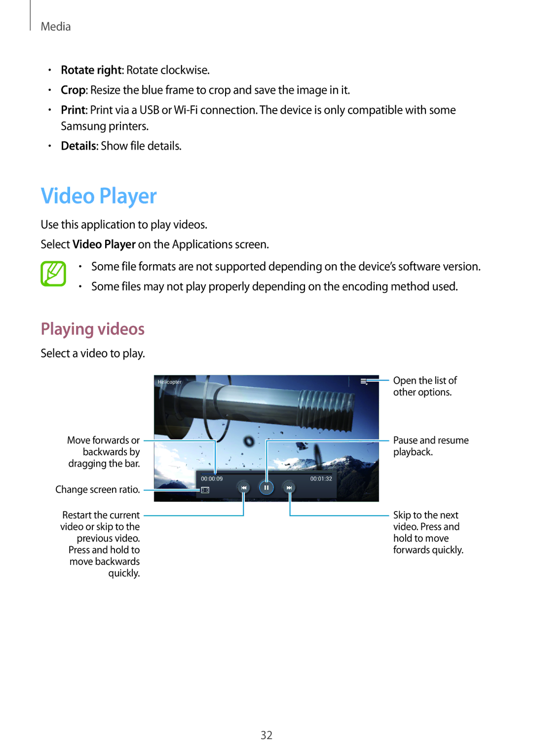 Samsung GT-B9150 user manual Video Player, Select a video to play 