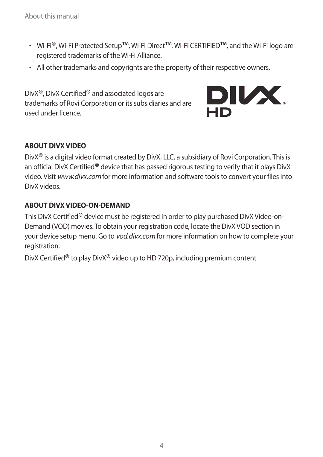 Samsung GT-B9150 user manual About Divx Video About Divx VIDEO-ON-DEMAND 