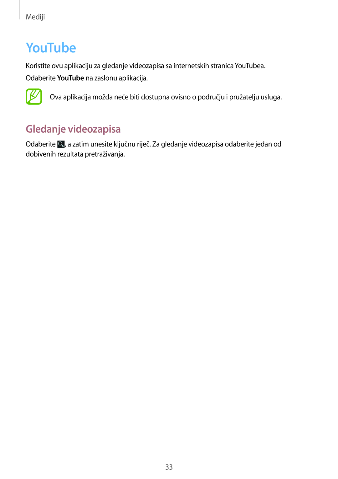 Samsung GT-B9150ZKACRO manual YouTube, Gledanje videozapisa 