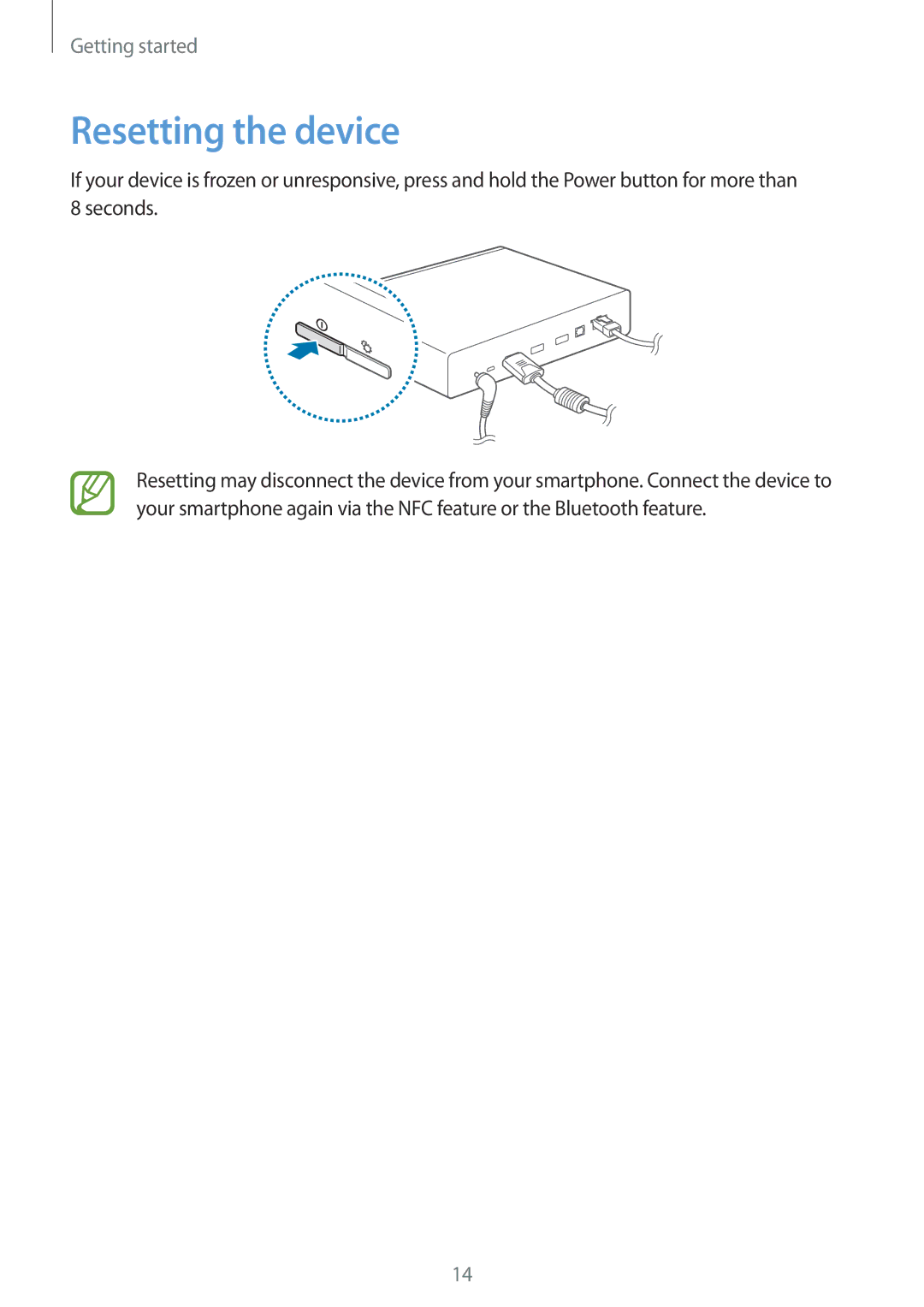 Samsung GT-B9150ZKAPHE, GT-B9150ZKADBT, GT-B9150ZKAXEF, GT-B9150ZKAITV, GT-B9150ZKAXEV, GT-B9150ZKACRO Resetting the device 