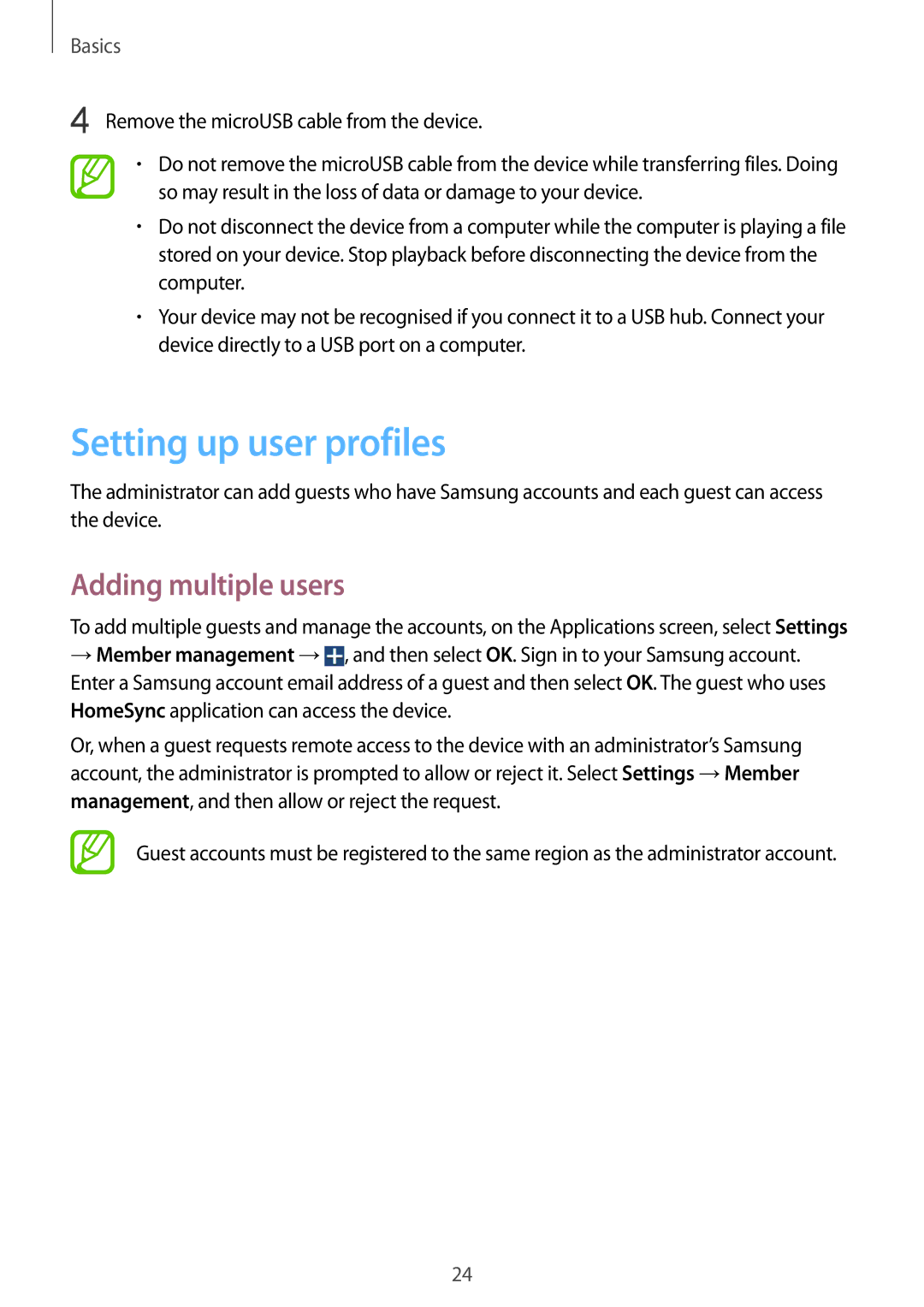 Samsung GT-B9150ZKAITV, GT-B9150ZKADBT, GT-B9150ZKAXEF, GT-B9150ZKAPHE manual Setting up user profiles, Adding multiple users 