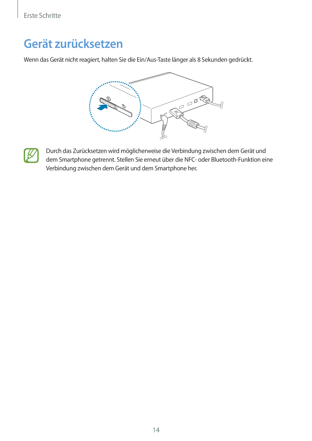 Samsung GT-B9150ZKADBT manual Gerät zurücksetzen 