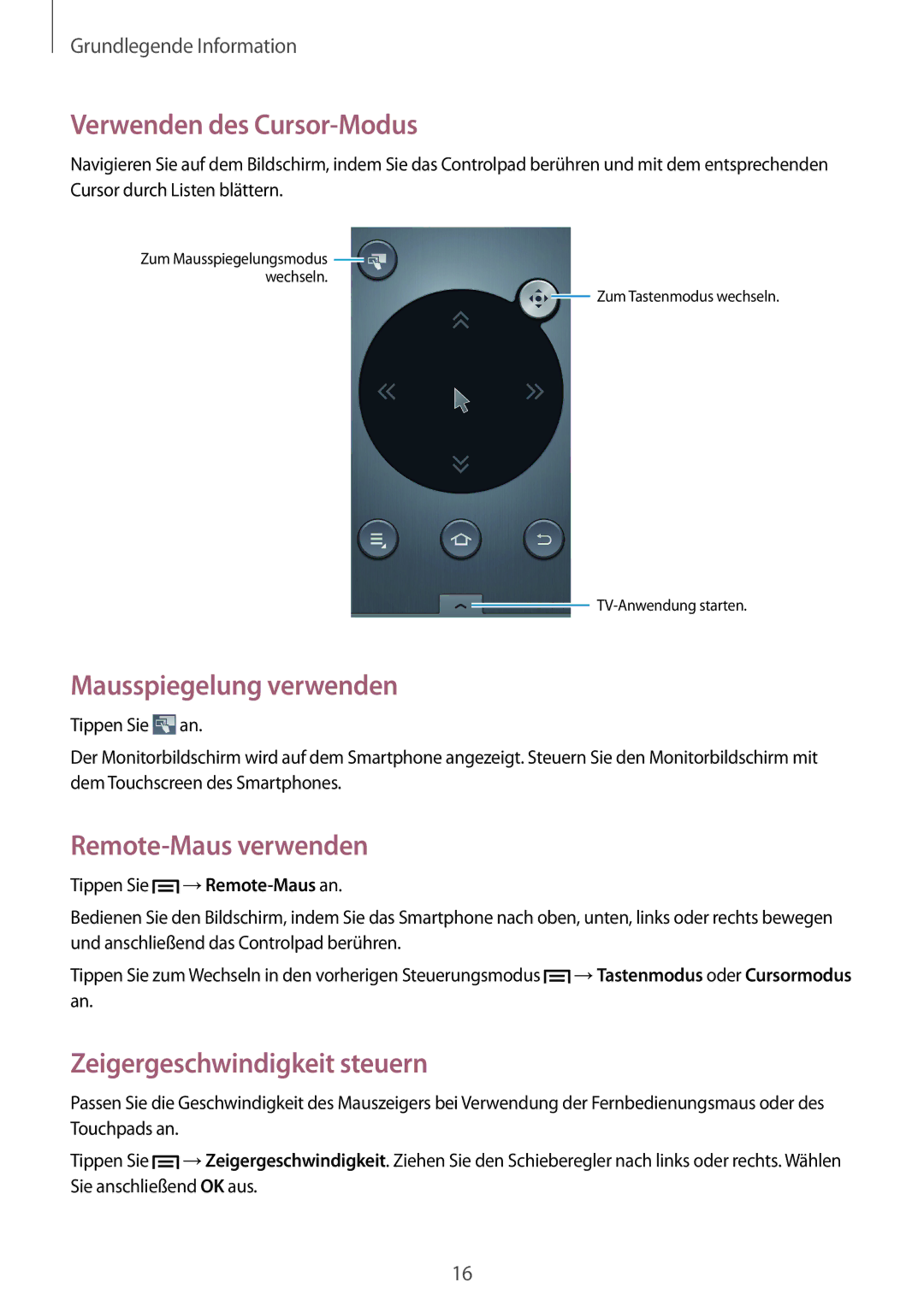 Samsung GT-B9150ZKADBT manual Verwenden des Cursor-Modus, Mausspiegelung verwenden, Remote-Maus verwenden 