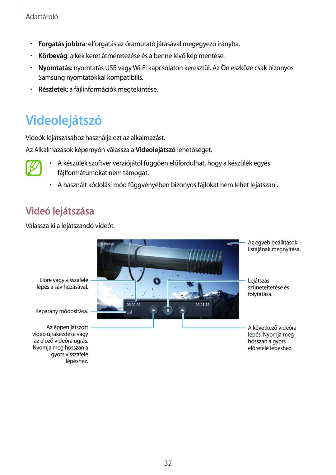 Samsung GT-B9150ZKAETL, GT-B9150ZKAXEH manual Videolejátszó, Válassza ki a lejátszandó videót 