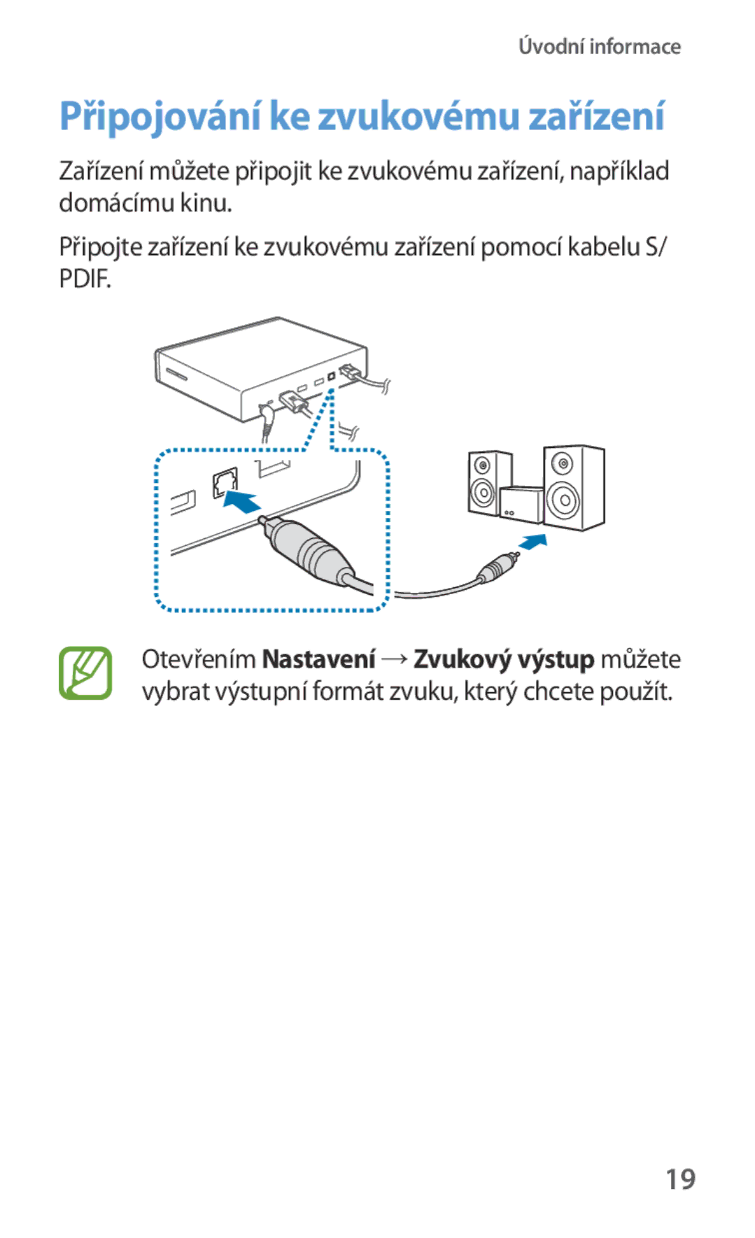 Samsung GT-B9150ZKAETL manual Připojování ke zvukovému zařízení 