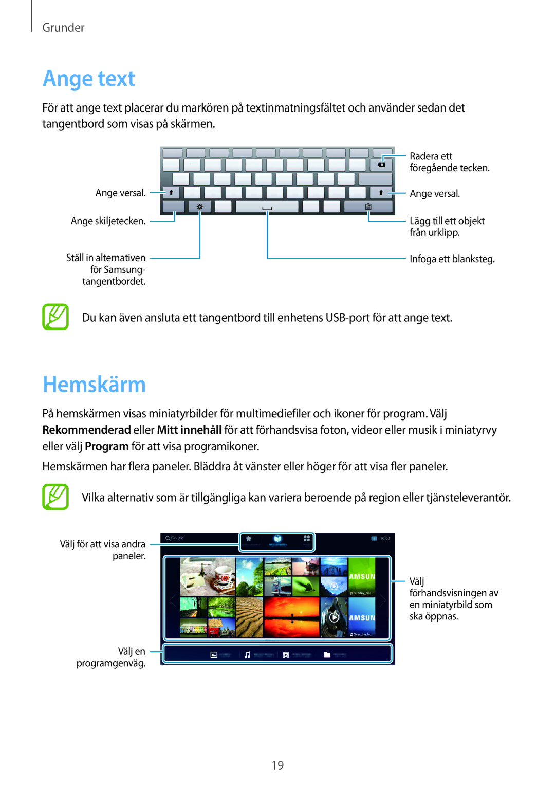 Samsung GT-B9150ZKANEE manual Ange text, Hemskärm 