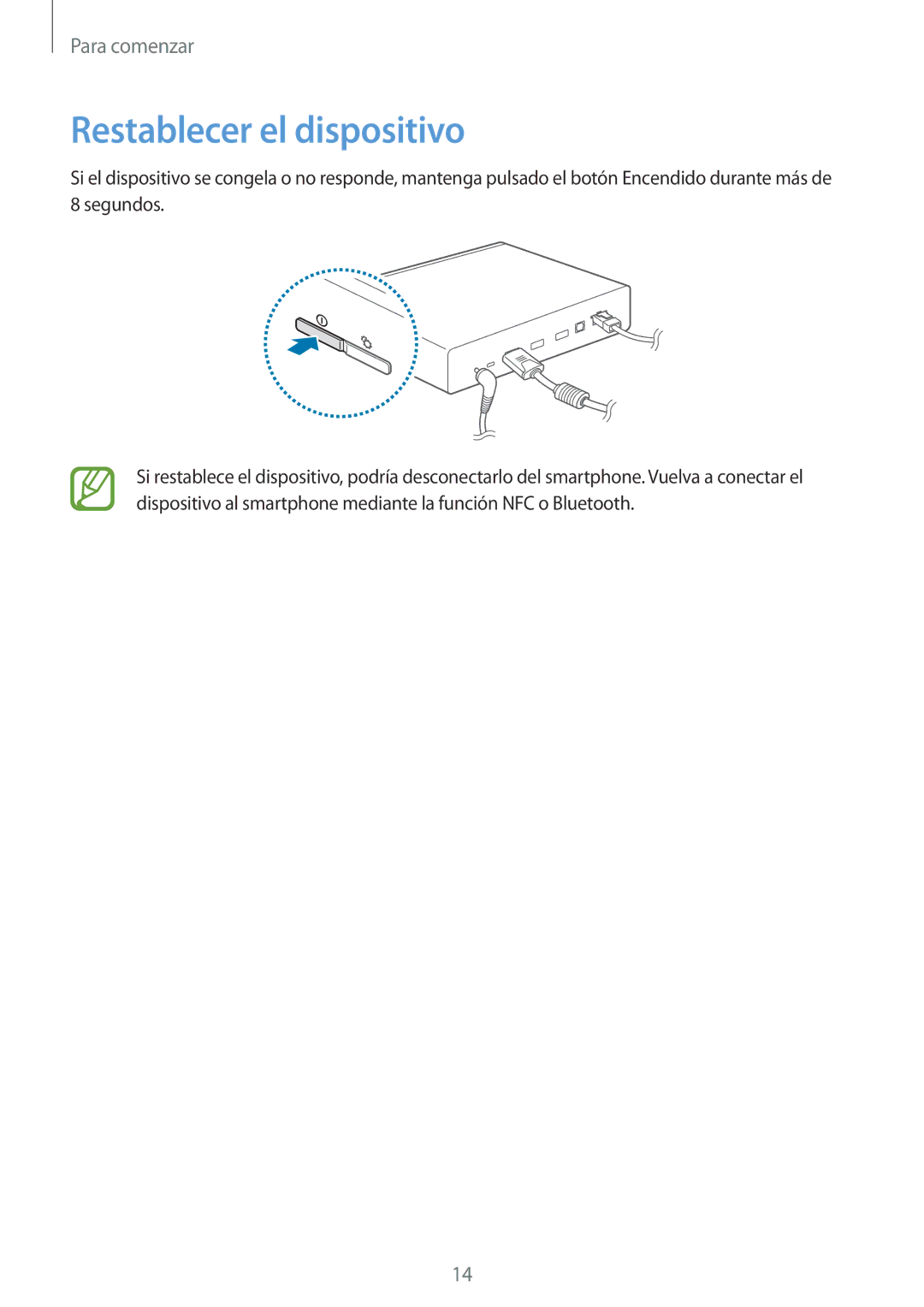 Samsung GT-B9150ZKAPHE manual Restablecer el dispositivo 