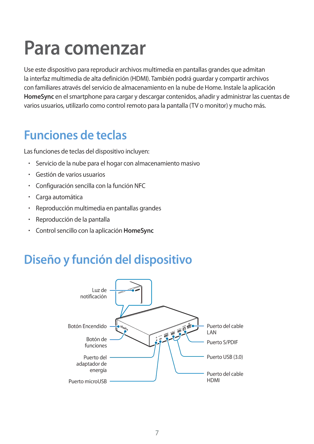 Samsung GT-B9150ZKAPHE manual Para comenzar, Funciones de teclas, Diseño y función del dispositivo 