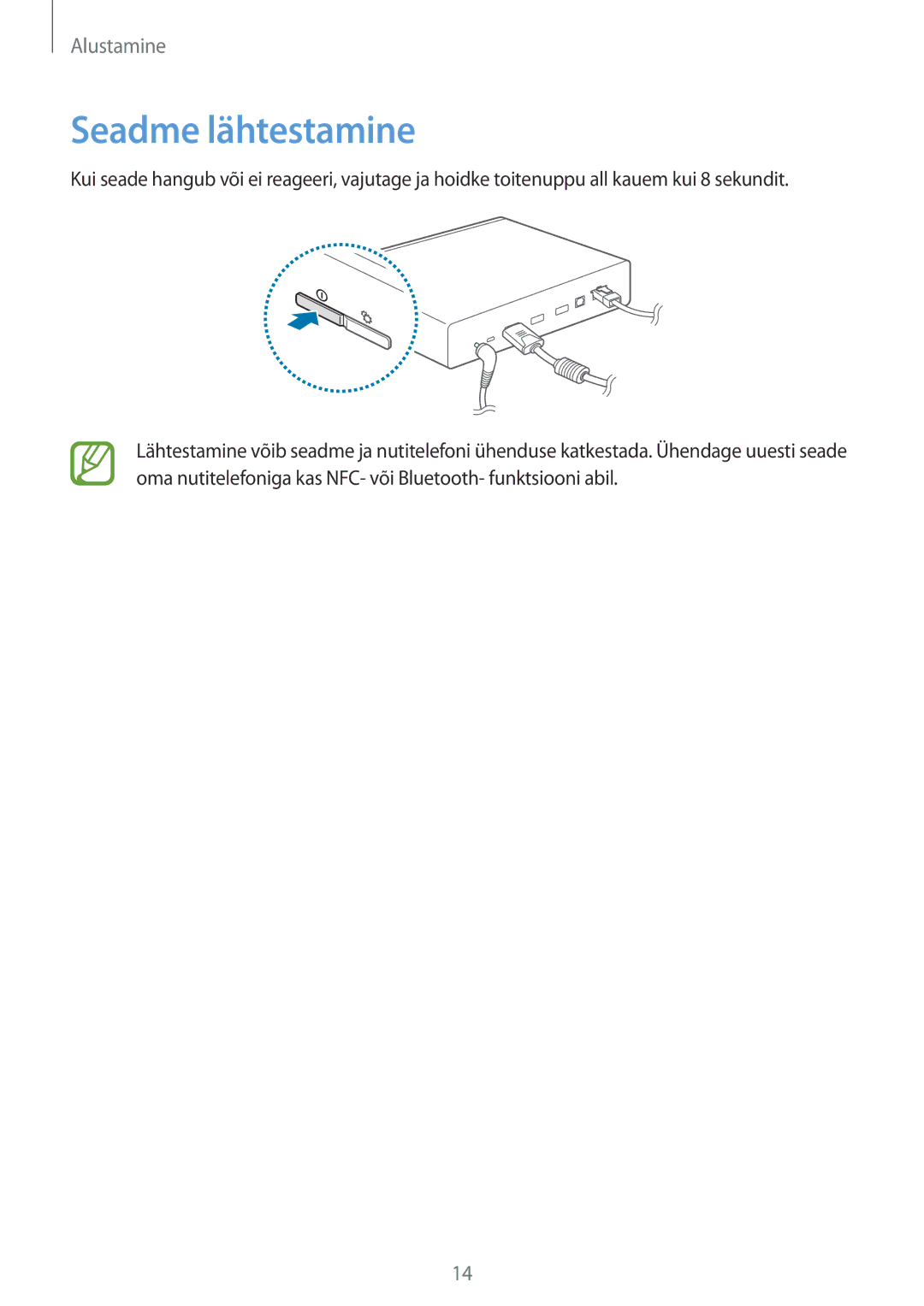 Samsung GT-B9150ZKASEB manual Seadme lähtestamine 