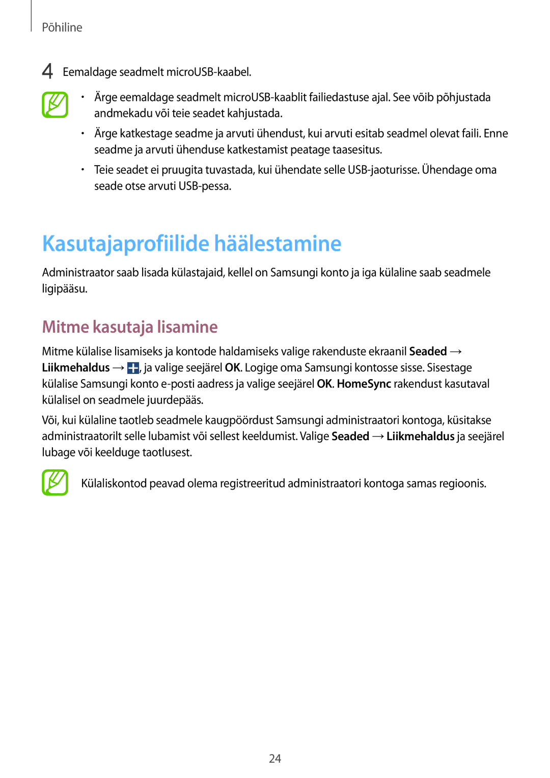 Samsung GT-B9150ZKASEB manual Kasutajaprofiilide häälestamine, Mitme kasutaja lisamine 