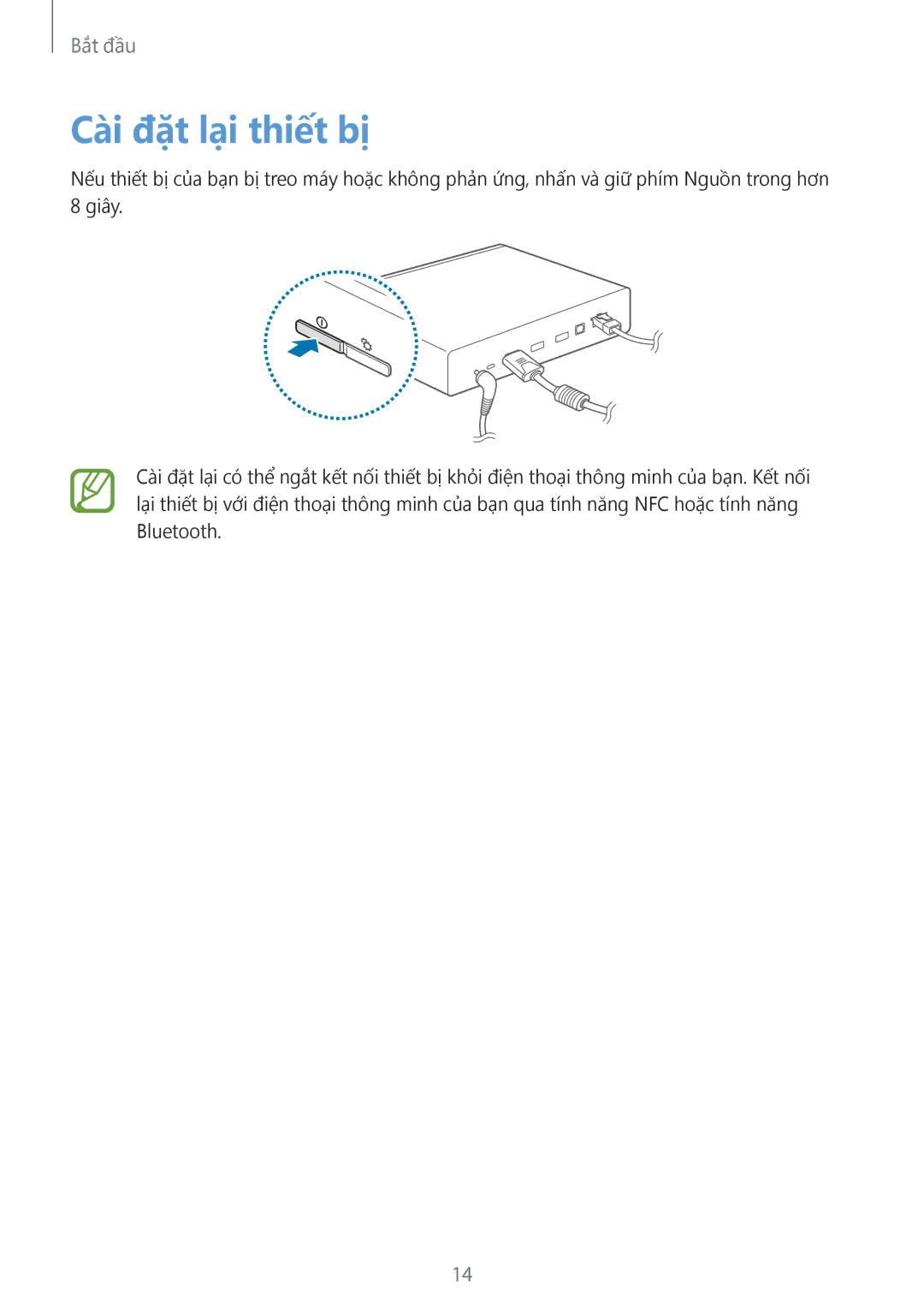 Samsung GT-B9150ZKAXEV manual Cài đặt lại thiết bị 