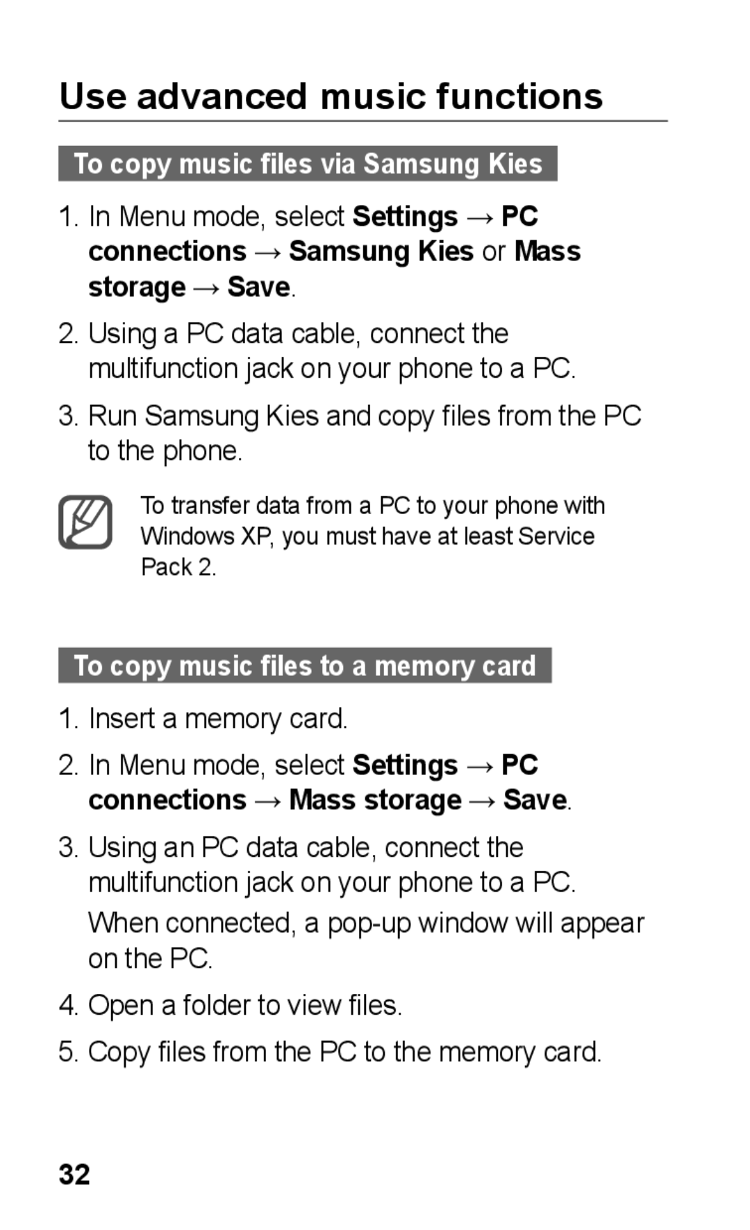 Samsung GT-C3300DKKCYV manual Use advanced music functions, To copy music files via Samsung Kies, Insert a memory card 