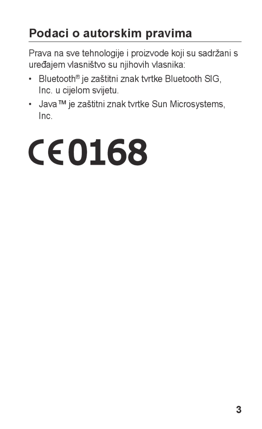 Samsung GT-C3300DKKTWO, GT-C3300CWKVIP, GT-C3300DKKIRD, GT-C3300CWKTWO, GT-C3300DKKVIP manual Podaci o autorskim pravima 