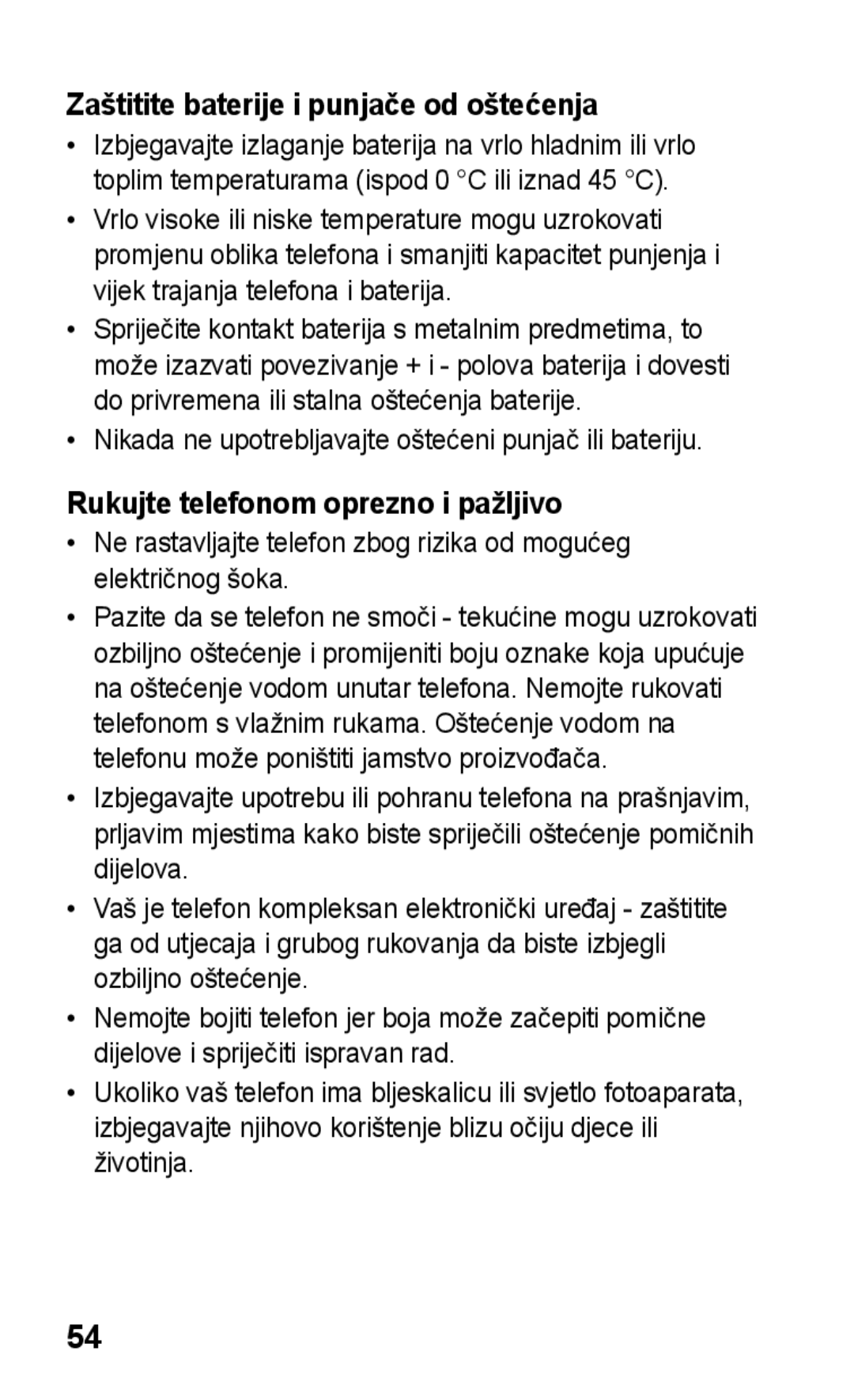 Samsung GT-C3300SIKTWO, GT-C3300CWKVIP Zaštitite baterije i punjače od oštećenja, Rukujte telefonom oprezno i pažljivo 