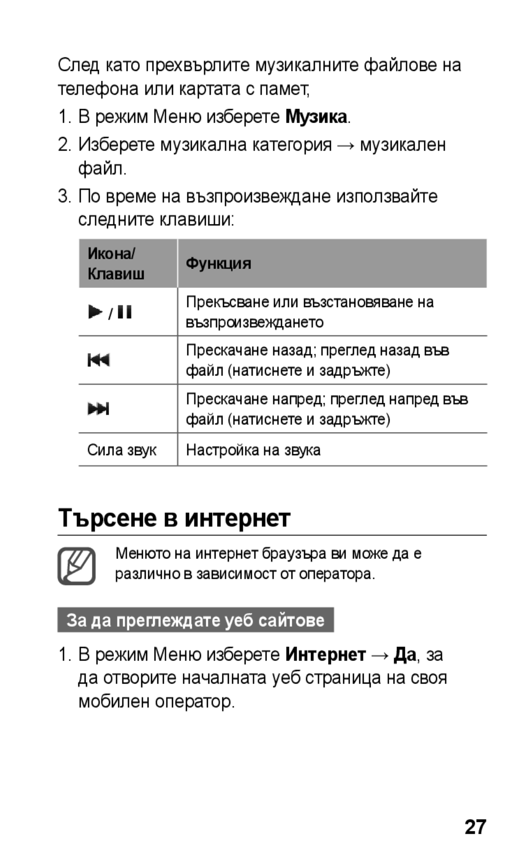 Samsung GT-C3300DKKCNX, GT-C3300ENKMTL, GT-C3300CWKGBL, GT-C3300DKKVVT Търсене в интернет, За да преглеждате уеб сайтове 