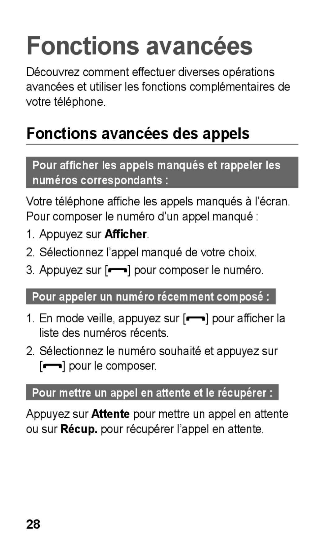 Samsung GT-C3300ENKMTL, GT-C3300DKKCNX, GT-C3300CWKGBL, GT-C3300DKKVVT, GT-C3300CWKMTL manual Fonctions avancées des appels 