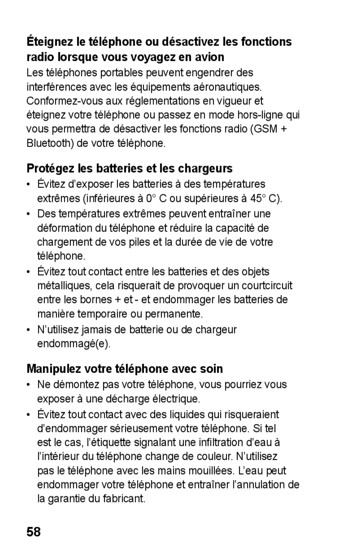 Samsung GT-C3300CWKMTL, GT-C3300DKKCNX manual Protégez les batteries et les chargeurs, Manipulez votre téléphone avec soin 