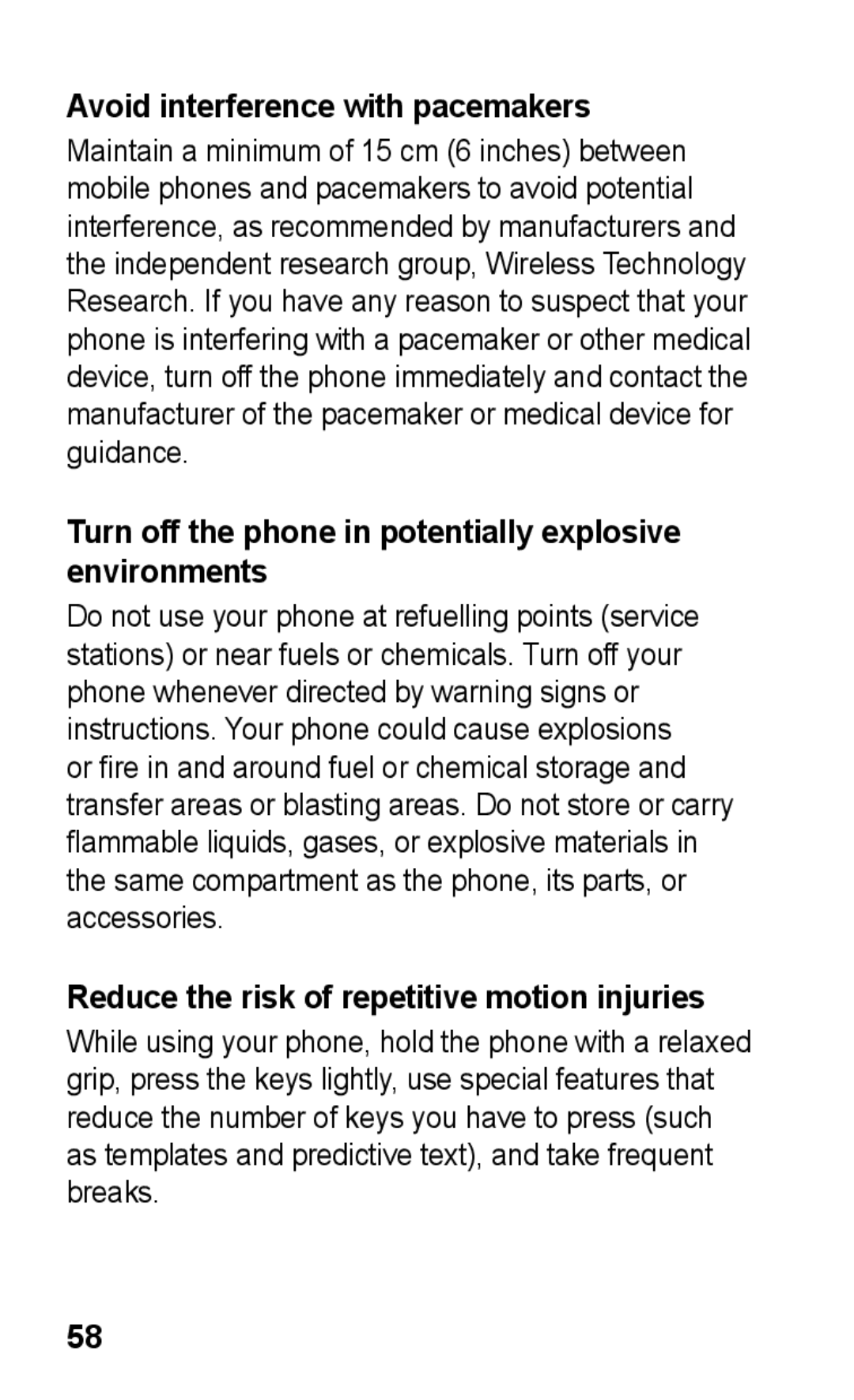 Samsung GT-C3300SIKMTL manual Avoid interference with pacemakers, Turn off the phone in potentially explosive environments 