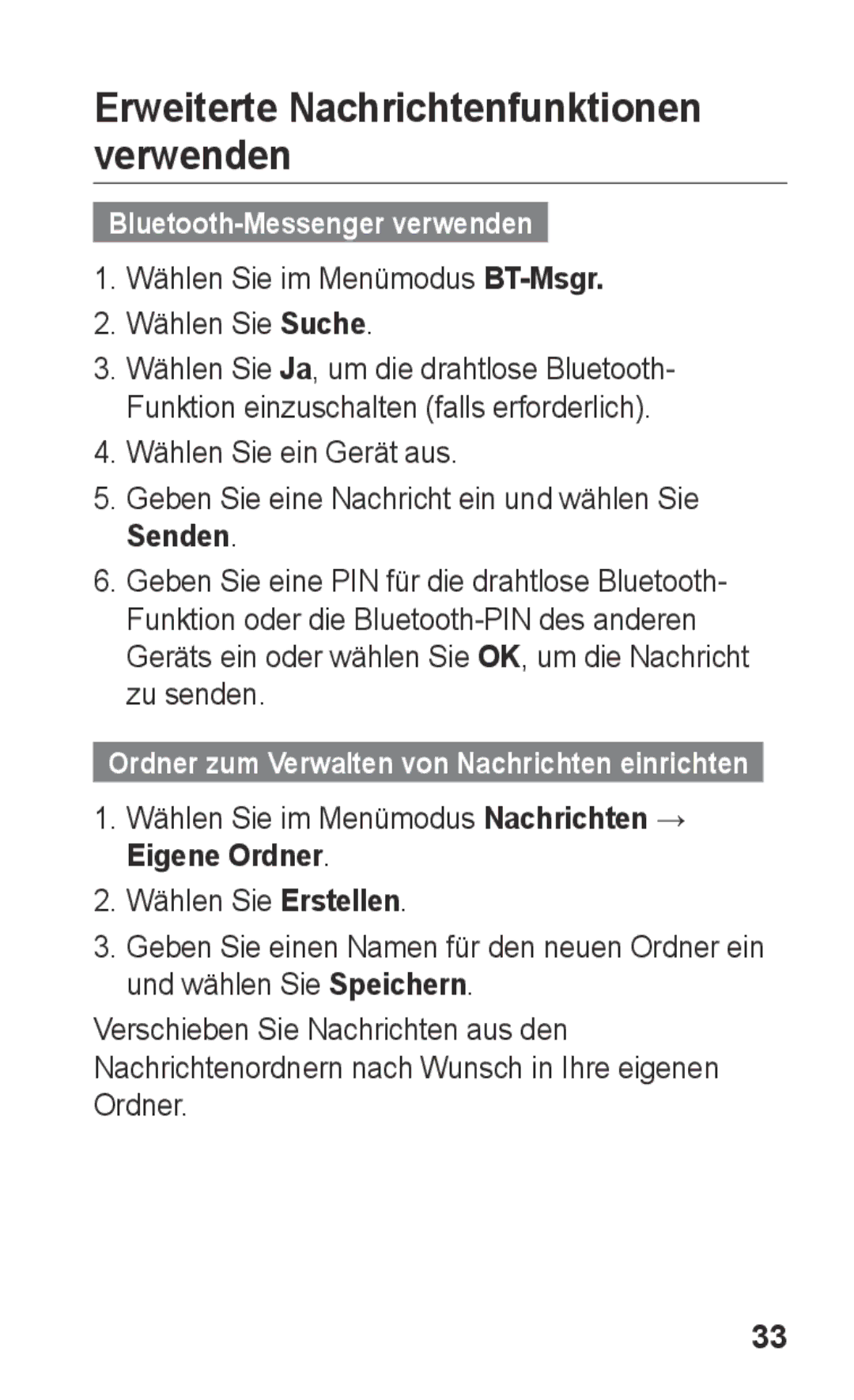 Samsung GT-C3300DKAVIA, GT-C3300DKKXEG Bluetooth-Messenger verwenden, Wählen Sie im Menümodus BT-Msgr Wählen Sie Suche 