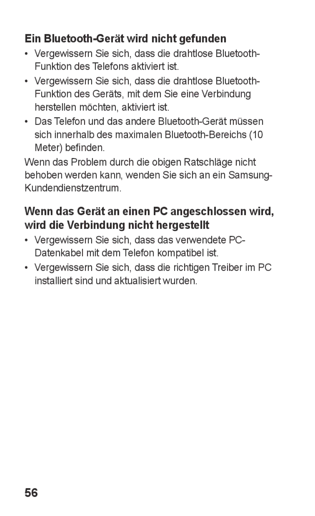 Samsung GT-C3300CWKTMN, GT-C3300DKKXEG, GT-C3300DKKVD2, GT-C3300DKKDBT manual Ein Bluetooth-Gerät wird nicht gefunden 