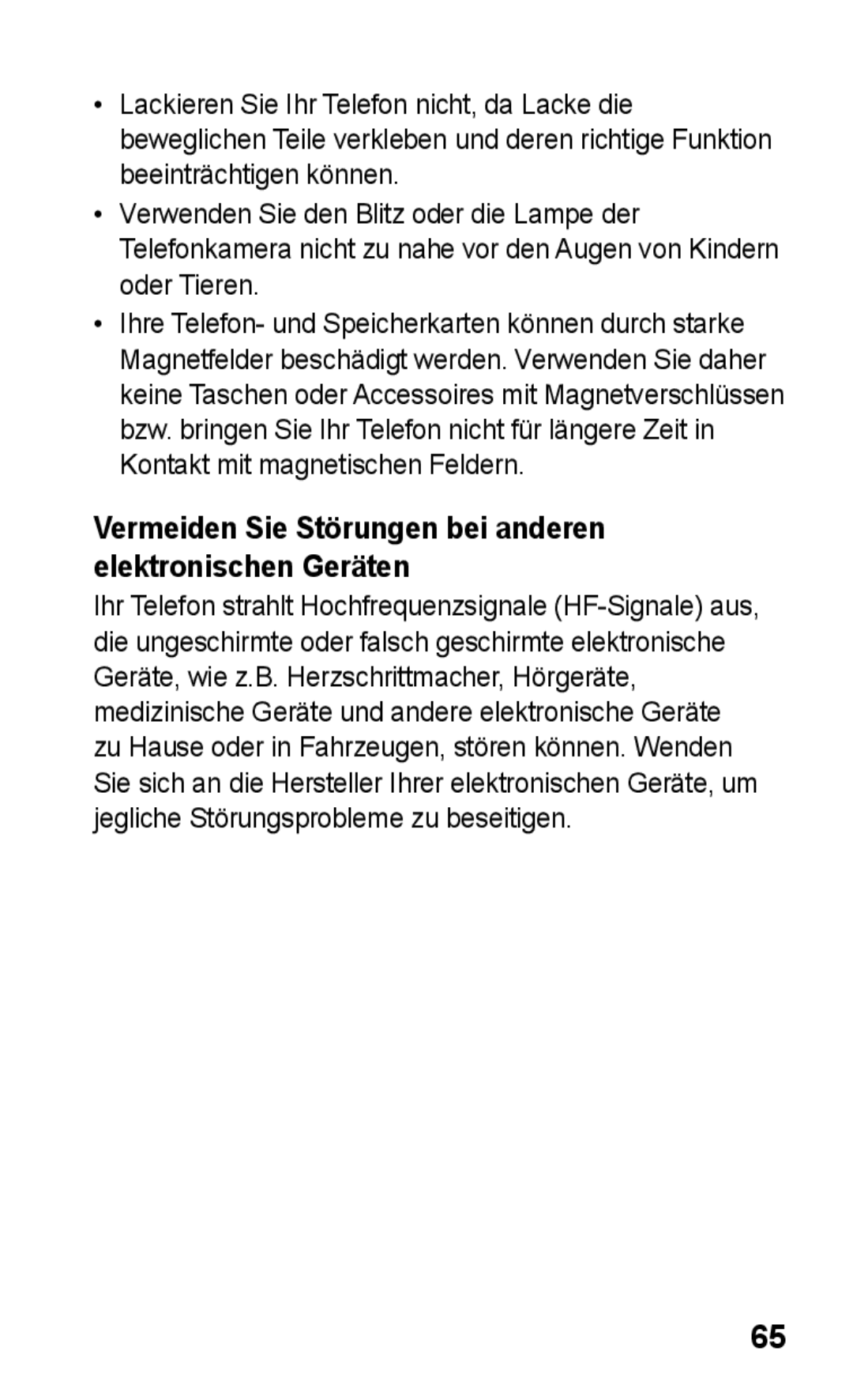 Samsung GT-C3300DKKXEG, GT-C3300DKKVD2, GT-C3300DKKDBT manual Vermeiden Sie Störungen bei anderen elektronischen Geräten 