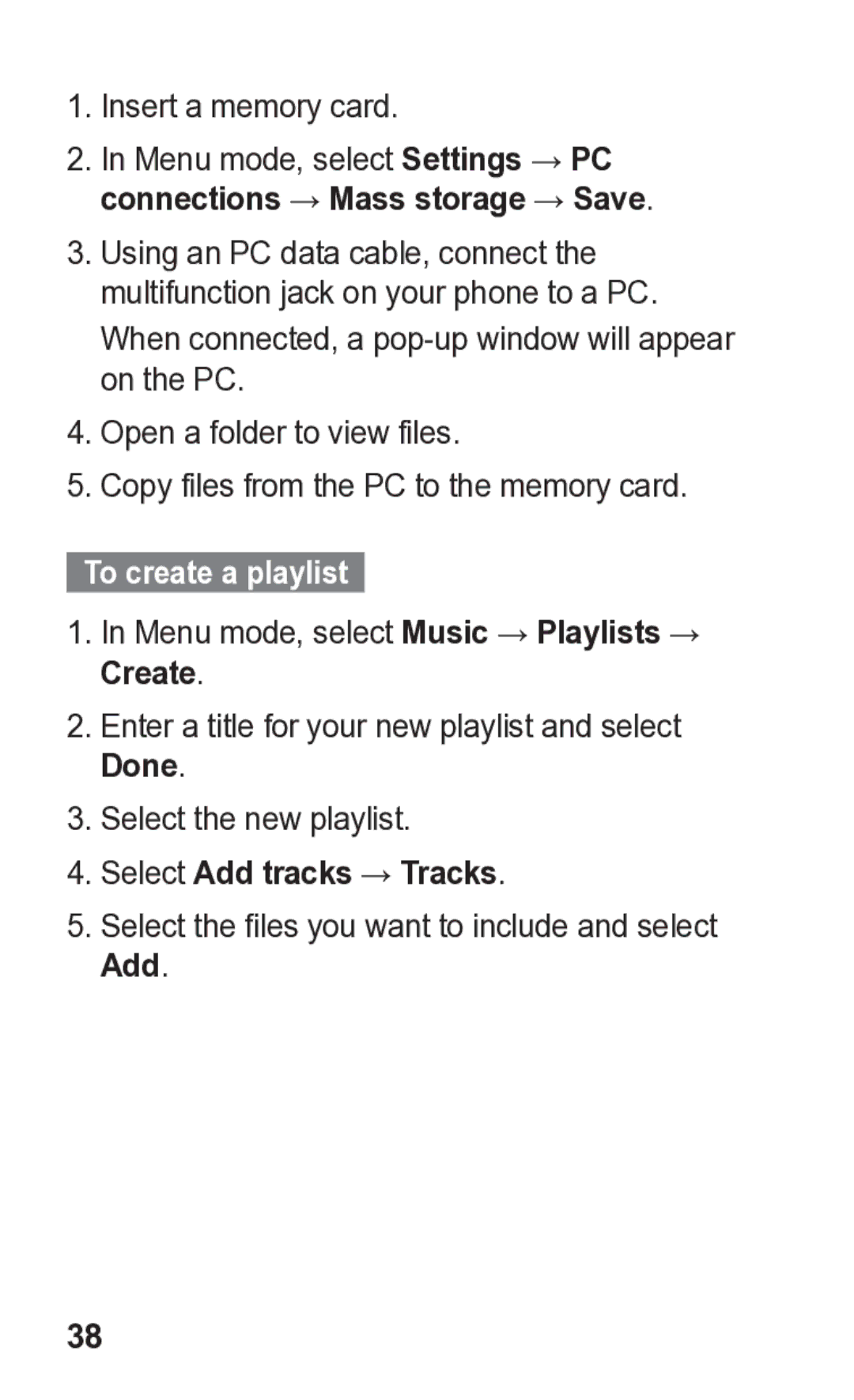 Samsung GT-C3300K manual To create a playlist, Select Add tracks → Tracks 