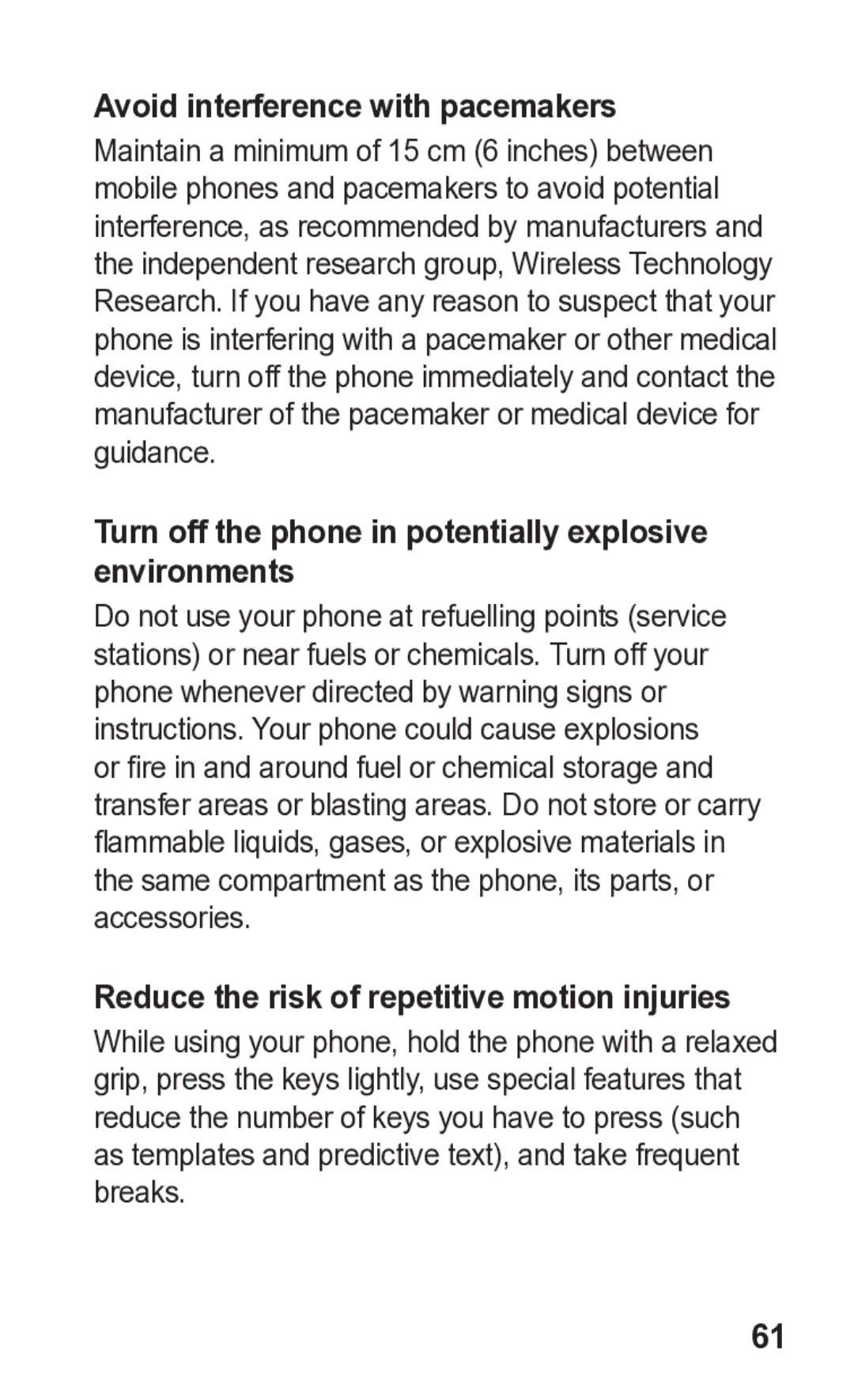 Samsung GT-C3300K manual Avoid interference with pacemakers, Turn off the phone in potentially explosive environments 