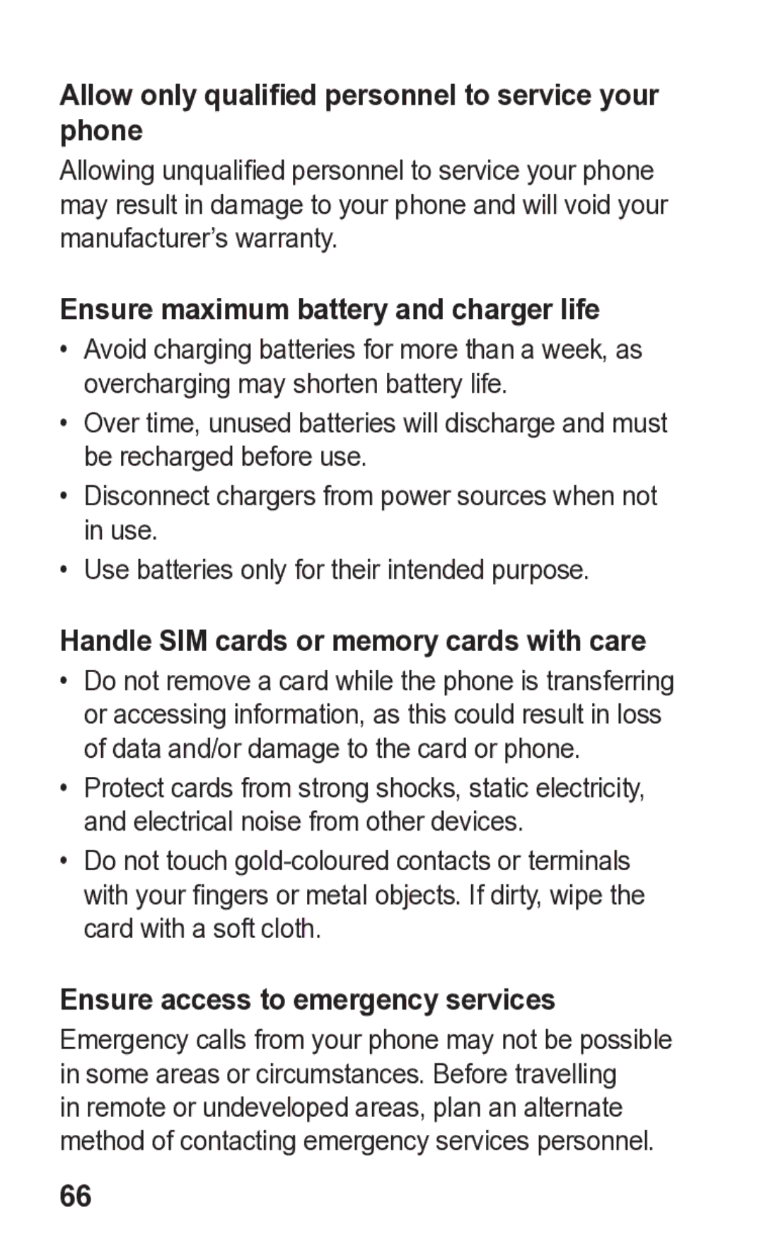 Samsung GT-C3300K manual Allow only qualified personnel to service your phone, Ensure maximum battery and charger life 