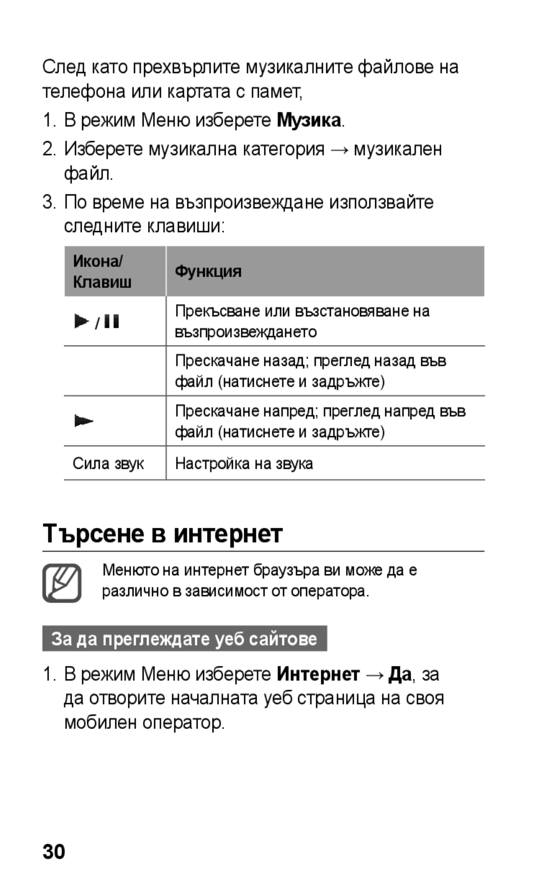 Samsung GT-C3300SIIGBL, GT-C3300SIIVVT, GT-C3300DKIVVT, GT-C3300DKIMTL Търсене в интернет, За да преглеждате уеб сайтове 