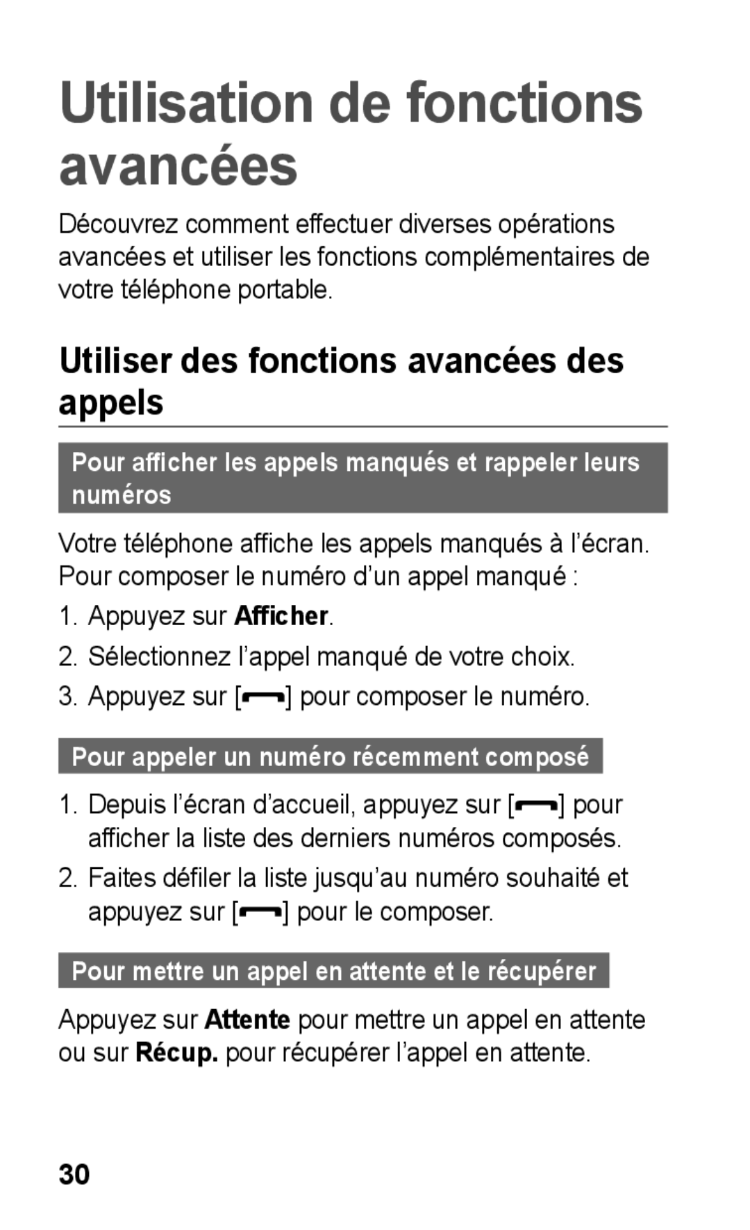 Samsung GT-C3300SIIGBL, GT-C3300SIIVVT, GT-C3300DKIVVT, GT-C3300DKIMTL manual Utiliser des fonctions avancées des appels 