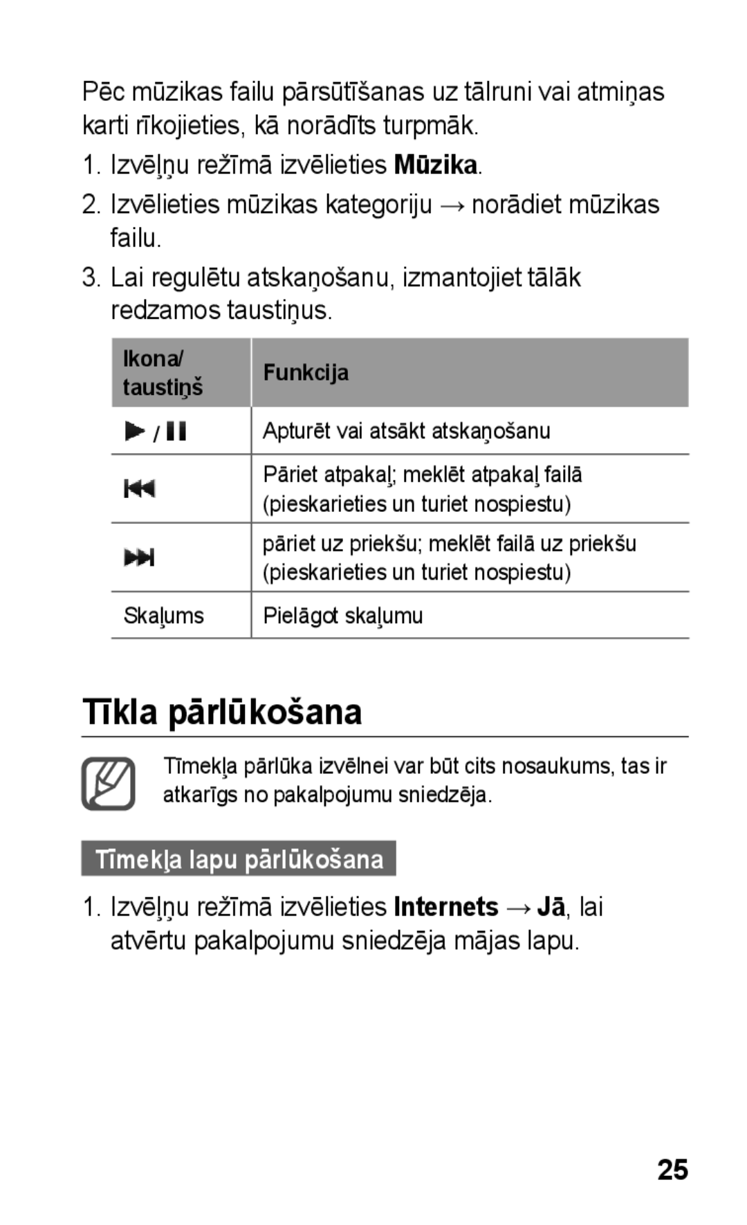 Samsung GT-C3300SIKBAL, GT-C3300DKKSEB, GT-C3300CWKSEB, GT-C3300SIKSEB manual Tīkla pārlūkošana, Tīmekļa lapu pārlūkošana 