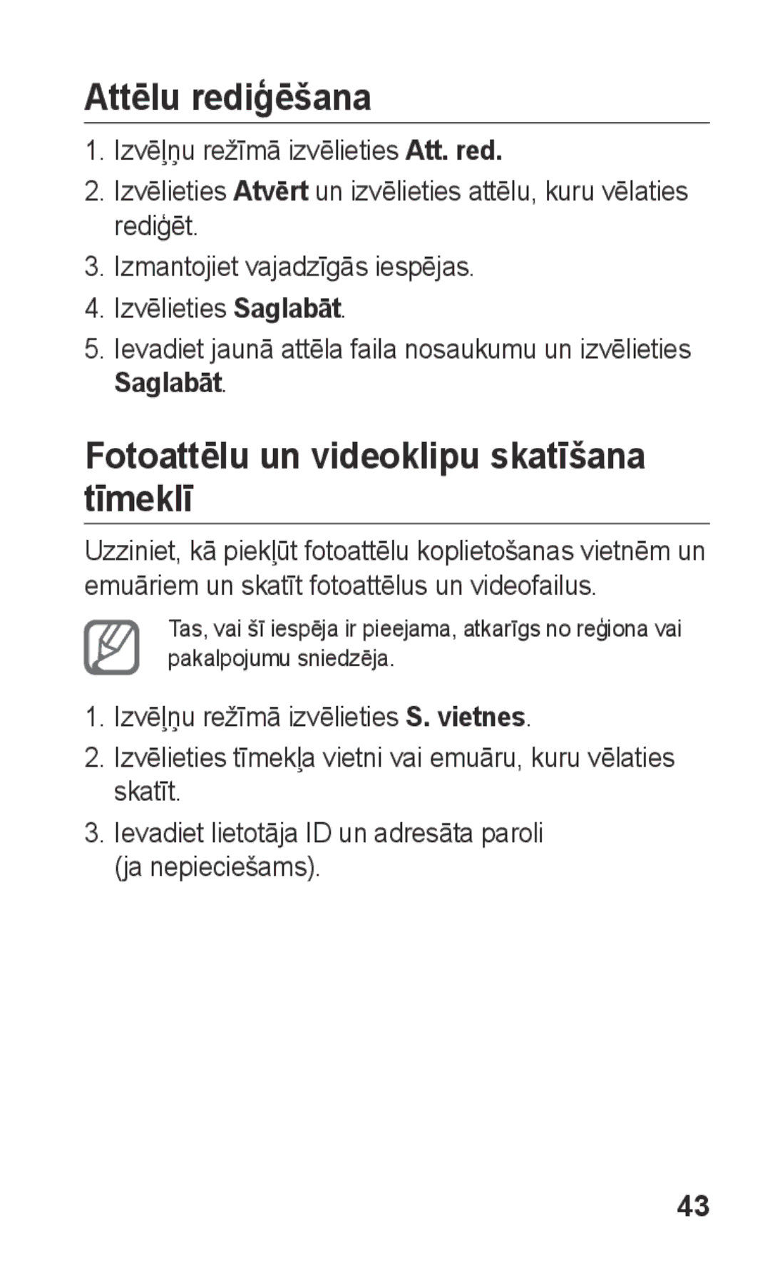 Samsung GT-C3300SIKSEB, GT-C3300SIKBAL, GT-C3300DKKSEB manual Attēlu rediģēšana, Fotoattēlu un videoklipu skatīšana tīmeklī 