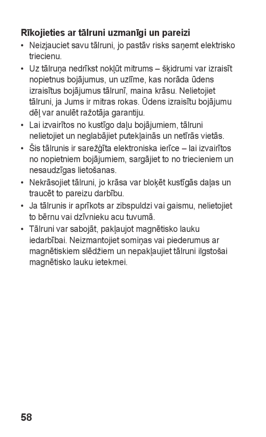 Samsung GT-C3300SIKSEB, GT-C3300SIKBAL, GT-C3300DKKSEB, GT-C3300CWKSEB manual Rīkojieties ar tālruni uzmanīgi un pareizi 