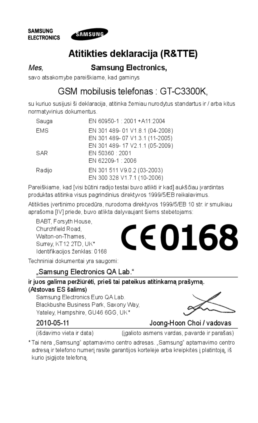 Samsung GT-C3300SIKBAL, GT-C3300DKKSEB, GT-C3300CWKSEB, GT-C3300SIKSEB, GT-C3300CWKEMT manual GSM mobilusis telefonas GT-C3300K 