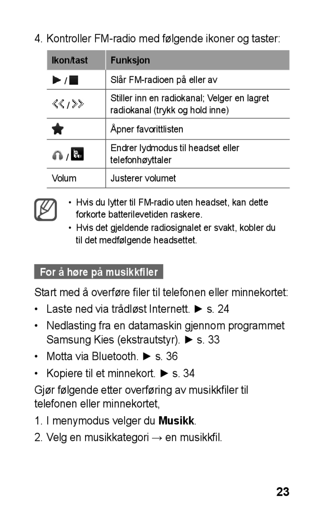 Samsung GT-C3300SIKXEE, GT-C3300SIKNEE, GT-C3300CWKNEE manual For å høre på musikkfiler, Laste ned via trådløst Internett. s 