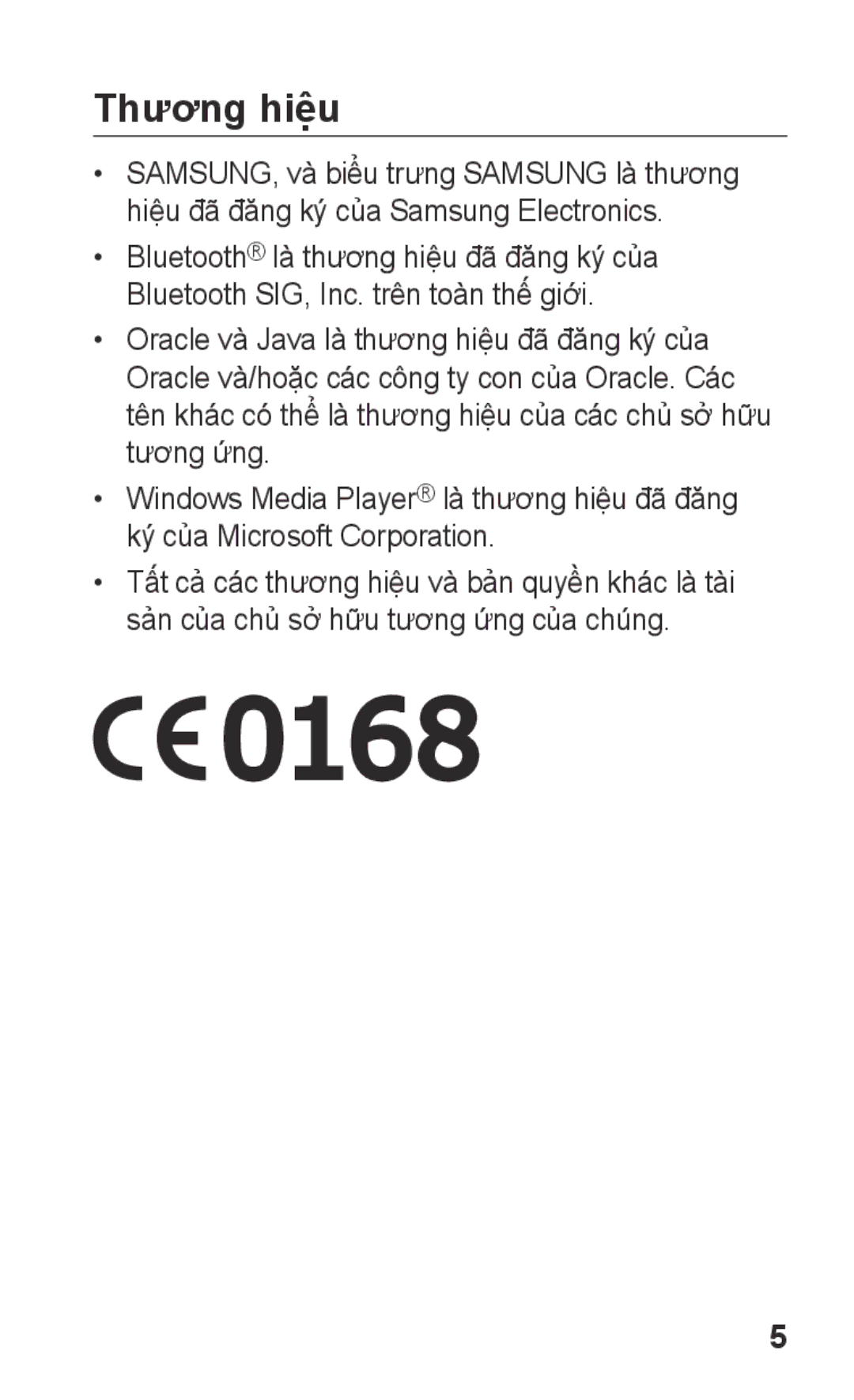 Samsung GT-C3303CWIXXV, GT-C3303DKIXXV, GT-C3303WRIXXV, GT-C3303ENIXXV, GT-C3303PSIXXV, GT-C3303CIIXXV manual Thương hiệu 