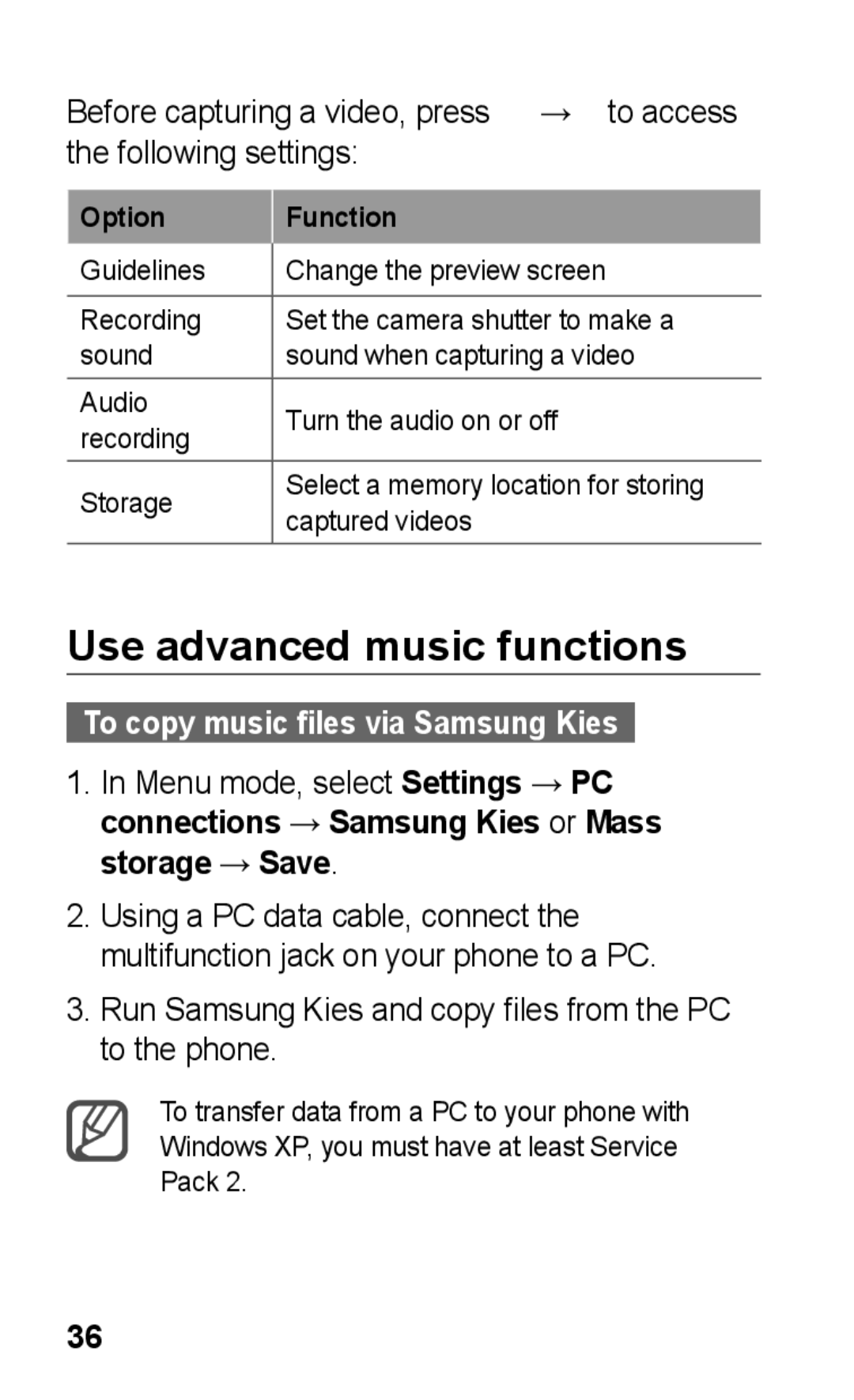 Samsung GT-C3303ENKARB, GT-C3303SIKKEN, GT-C3303SIKMMC Use advanced music functions, To copy music files via Samsung Kies 