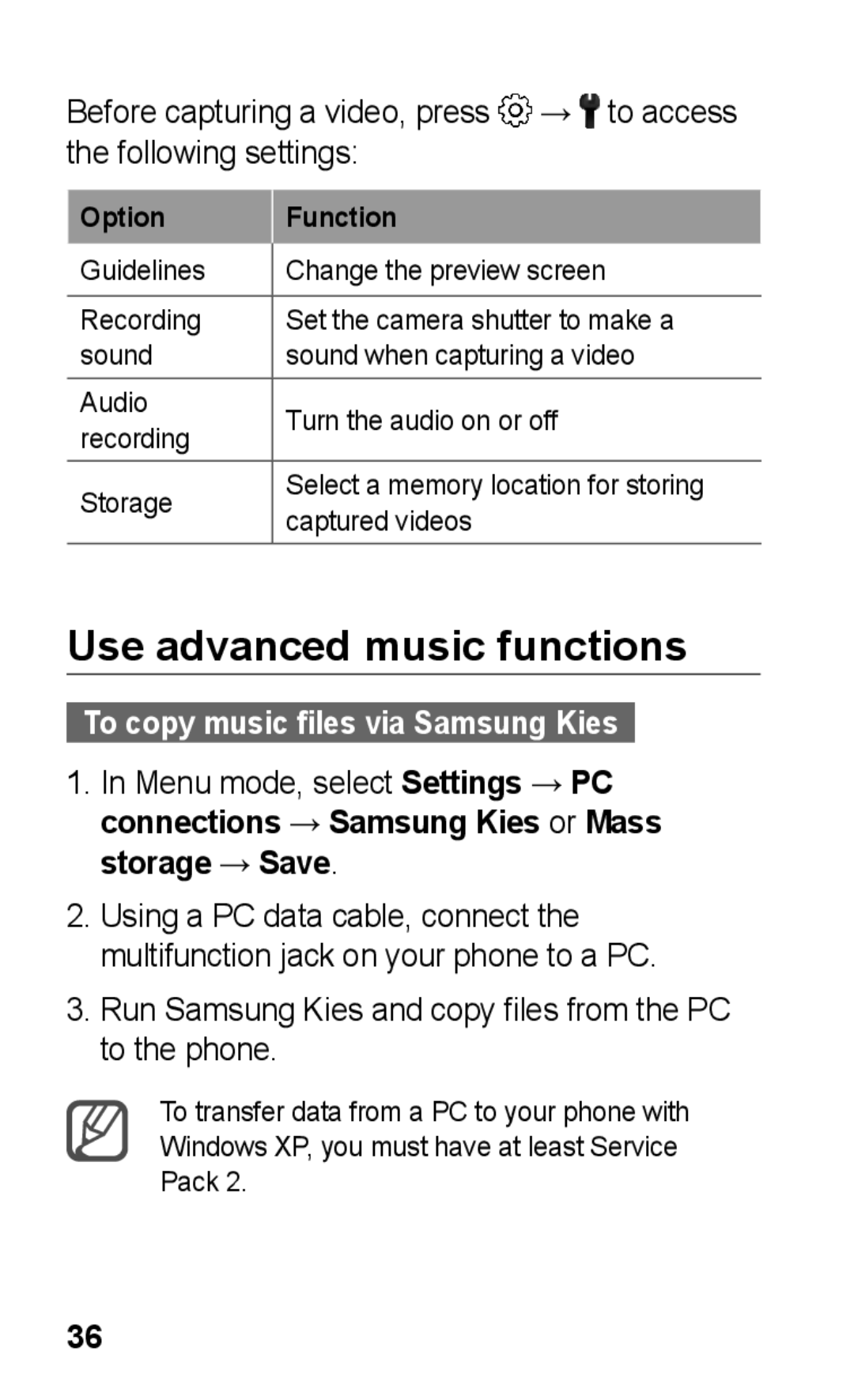 Samsung GT-C3303ENKARB, GT-C3303SIKKEN, GT-C3303SIKMMC Use advanced music functions, To copy music files via Samsung Kies 