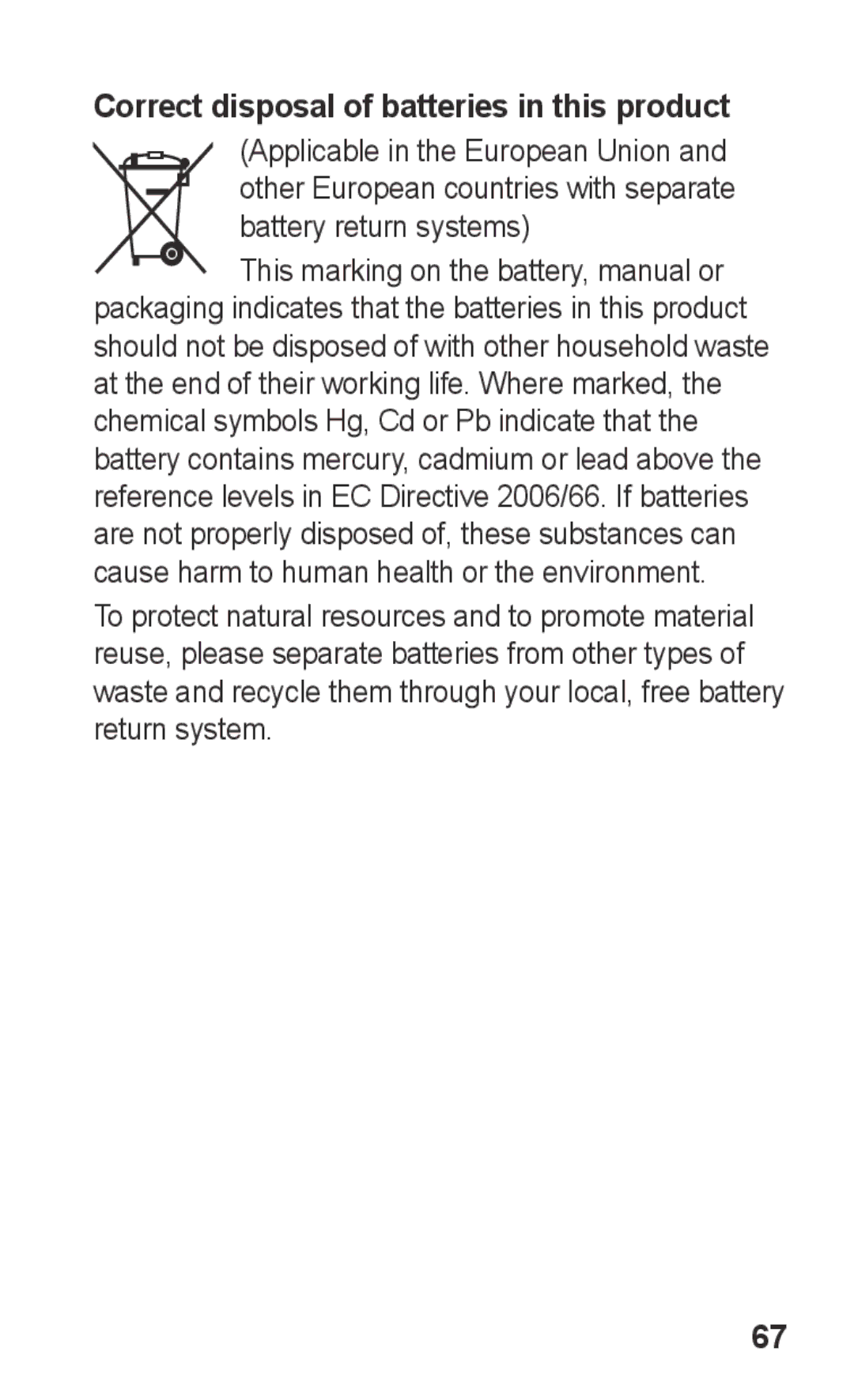 Samsung GT-C3303CWKJED, GT-C3303SIKKEN, GT-C3303SIKMMC, GT-C3303SIKTMC manual Correct disposal of batteries in this product 